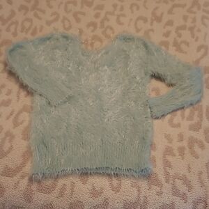 Wet Seal Light Blue Fuzzy V-Neck Sweater